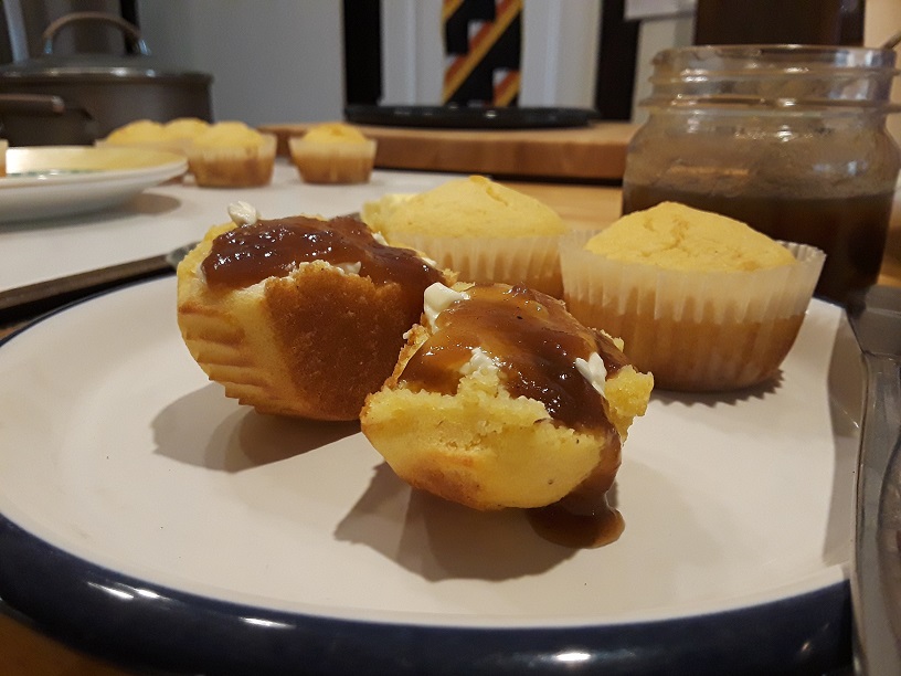 warm cornbread muffins snack breakfast side dish homemade butter jelly